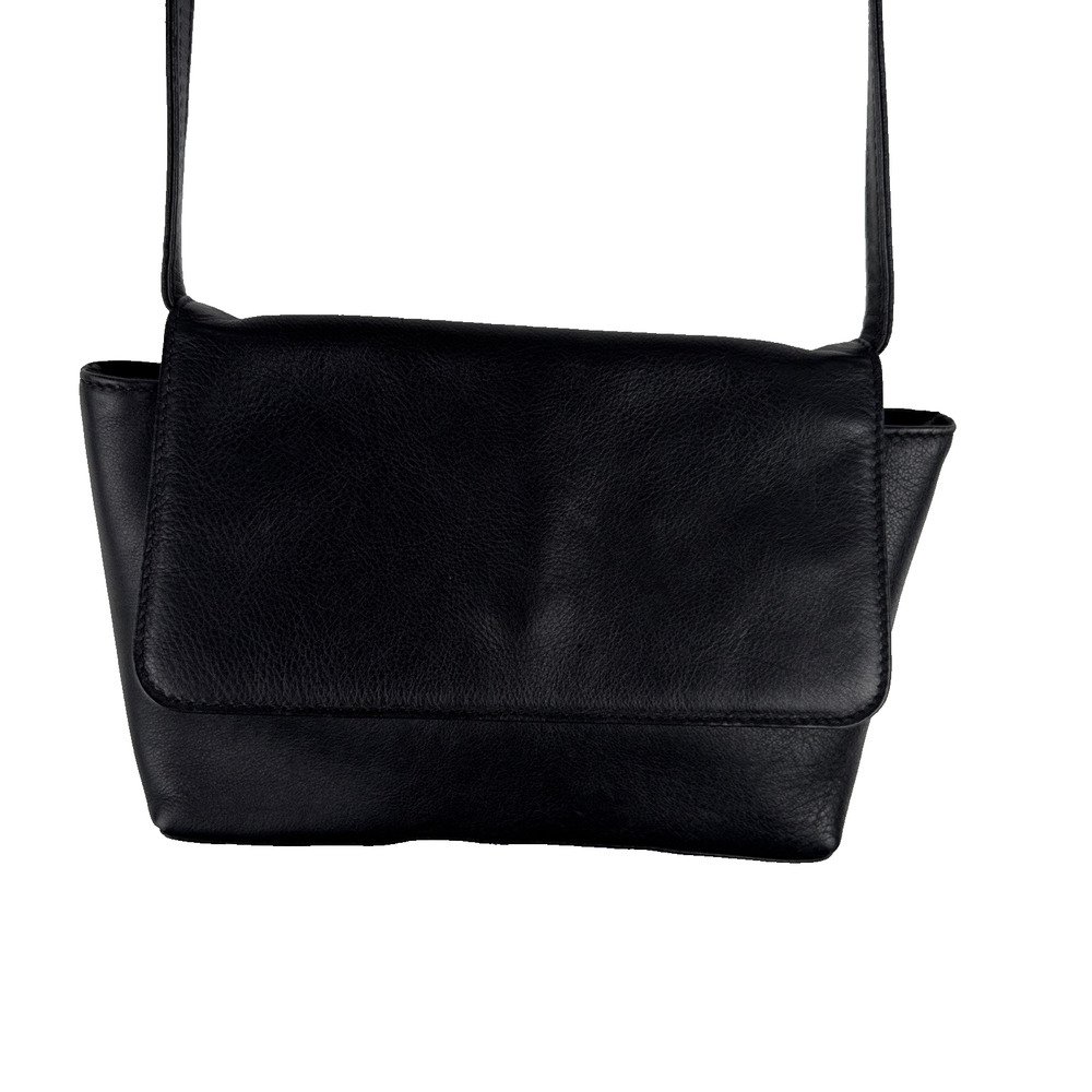 Vintage Paloma Picasso Black Leather Bag Gold Logo Hardware Designer Purse Italy